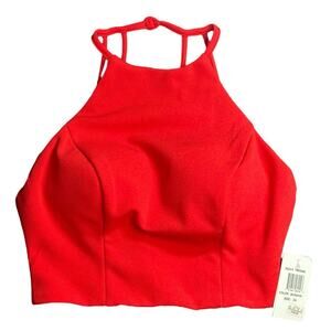 NWT B. Darlin Red Cropped Top – Women’s Size 3/4, Strappy Back